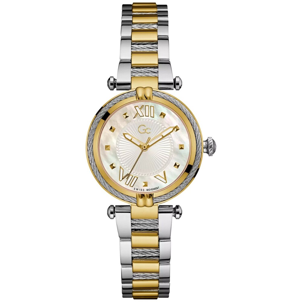 GC Guess Collection Women's Swiss Two Tone Watch Mother of Pearl Dial New